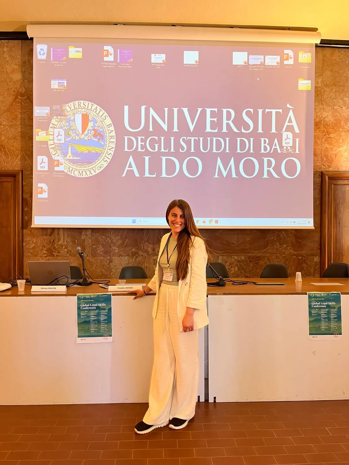 Claudia presenting at the Global Legal Skills Conference, University of Bari