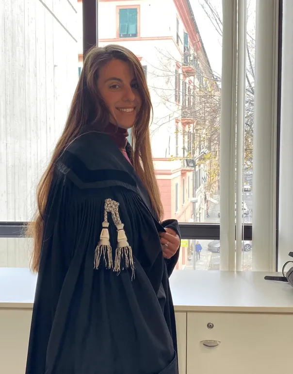 Claudia in her gown at her Bar registration ceremony